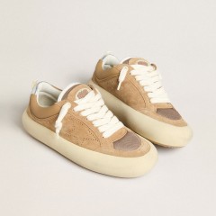 Golden Goose Men's Space-Star Cube In Tobacco Suede With Perforated Star