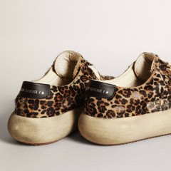 Golden Goose Men's Space-Star In Leopard Print Pony Skin With Black Star And Heel