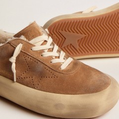 Golden Goose Men's Space-Star In Tobacco-colored Suede And Shearling Lining