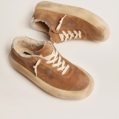 Golden Goose Men's Space-Star In Tobacco-colored Suede And Shearling Lining