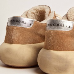 Golden Goose Men's Space-Star In Tobacco-colored Suede And Shearling Lining