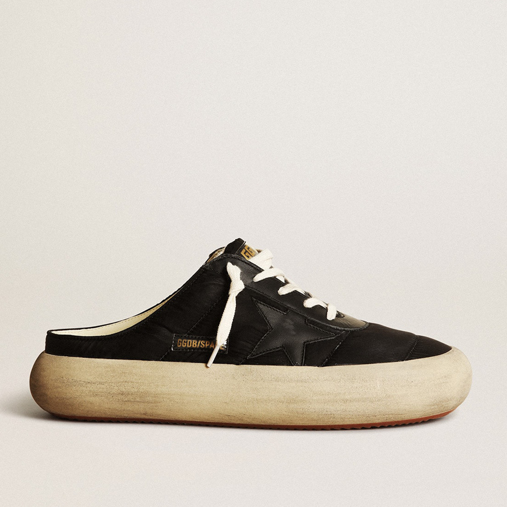 Golden Goose Men's Space-Star Sabots In Black Nylon With Black Leather Star