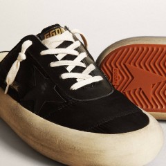 Golden Goose Men's Space-Star Sabots In Black Nylon With Black Leather Star