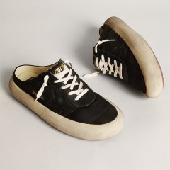 Golden Goose Men's Space-Star Sabots In Black Nylon With Black Leather Star