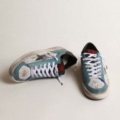 Golden Goose Men's Stardan In Distressed Mesh And Petrol-colored Upper