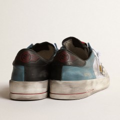 Golden Goose Men's Stardan In Distressed Mesh And Petrol-colored Upper