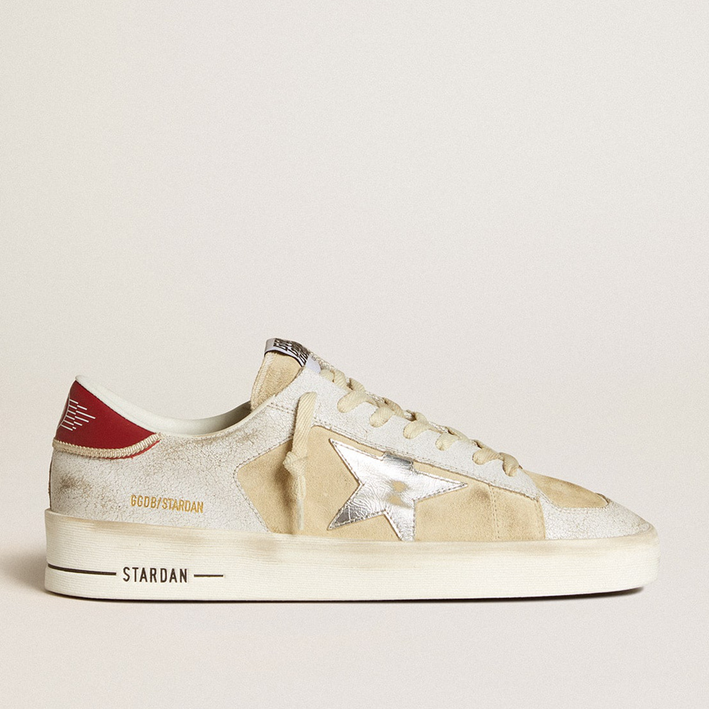 Golden Goose Men's Stardan In Nubuck And Crackle Leather With Silver Metallic Leather Star