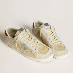 Golden Goose Men's Stardan In Nubuck And Crackle Leather With Silver Metallic Leather Star