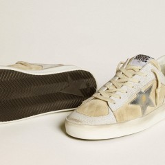 Golden Goose Men's Stardan In Nubuck And Crackle Leather With Silver Metallic Leather Star