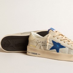 Golden Goose Men's Stardan In Nylon With Blue Leather Star And Ivory Leather Heel Tab