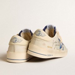 Golden Goose Men's Stardan In Nylon With Blue Leather Star And Ivory Leather Heel Tab