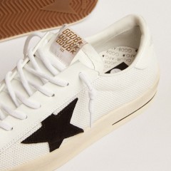 Golden Goose Men's Stardan In White Mesh With Black Suede Star