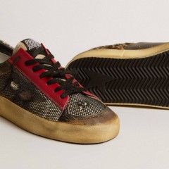 Golden Goose Men's Stardan LAB In Mesh With Black Leather Inserts And Leopard Heel Tab