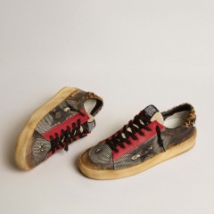 Golden Goose Men's Stardan LAB In Mesh With Black Leather Inserts And Leopard Heel Tab