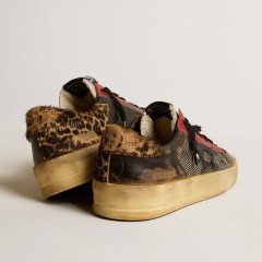 Golden Goose Men's Stardan LAB In Mesh With Black Leather Inserts And Leopard Heel Tab