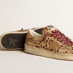 Golden Goose Men's Stardan LTD In Animal-print Pony Skin With Gold Glitter Star