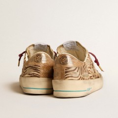 Golden Goose Men's Stardan LTD In Animal-print Pony Skin With Gold Glitter Star