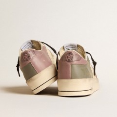 Golden Goose Men's Stardan LTD In Gray Leather With A Pink Leather Star And Heel Tab