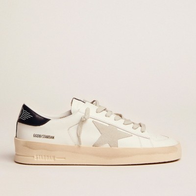 Golden Goose Men's Stardan With Star In Ice-gray Suede And Blu-navy Heel Tab