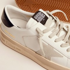 Golden Goose Men's Stardan With Star In Ice-gray Suede And Blu-navy Heel Tab