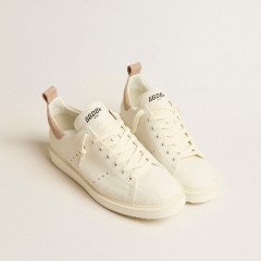 Golden Goose Men's Starter In White Leather With Light Brown Nubuck Heel Tab