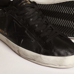 Golden Goose Men's Super-Star In Black Nappa With Black Suede Star And Heel Tab