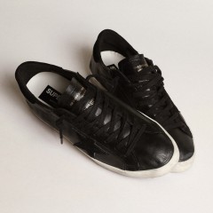 Golden Goose Men's Super-Star In Black Nappa With Black Suede Star And Heel Tab