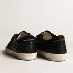 Golden Goose Men's Super-Star In Black Nappa With Black Suede Star And Heel Tab