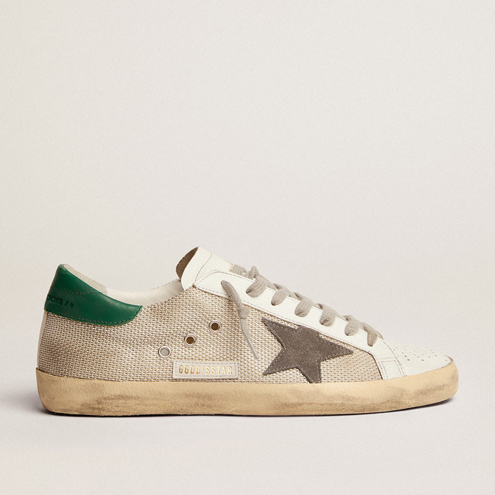 Golden Goose Men's Super-Star In Light Silver Mesh With Gray Star