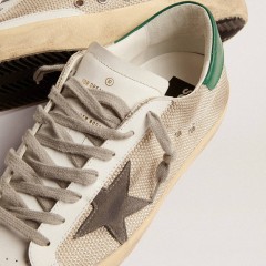 Golden Goose Men's Super-Star In Light Silver Mesh With Gray Star