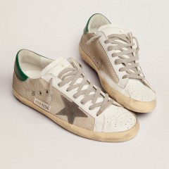 Golden Goose Men's Super-Star In Light Silver Mesh With Gray Star