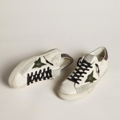 Golden Goose Men's Super-Star In Nappa With Green Leather Star And Gray Leather Heel Tab