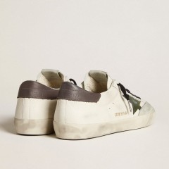 Golden Goose Men's Super-Star In Nappa With Green Leather Star And Gray Leather Heel Tab