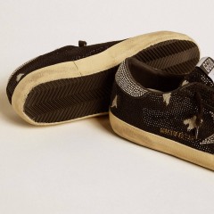 Golden Goose Men's Super-Star In Suede And Swarovski Crystals With Silver Star