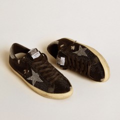 Golden Goose Men's Super-Star In Suede And Swarovski Crystals With Silver Star