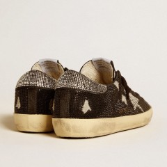 Golden Goose Men's Super-Star In Suede And Swarovski Crystals With Silver Star