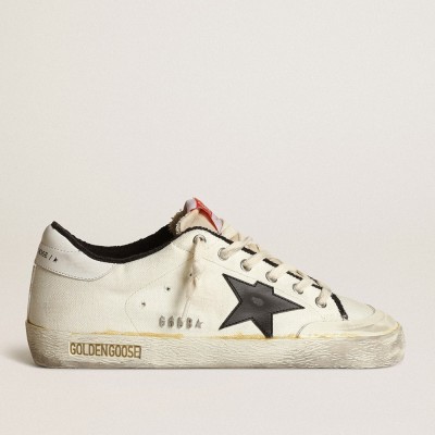 Golden Goose Men's Super-Star LTD In Beige Canvas With Black Star