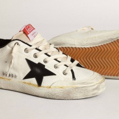 Golden Goose Men's Super-Star LTD In Beige Canvas With Black Star