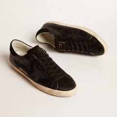 Golden Goose Men's Super-Star LTD In Crocodile-print Leather With Black Suede Inserts