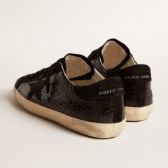 Golden Goose Men's Super-Star LTD In Crocodile-print Leather With Black Suede Inserts