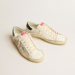 Golden Goose Men's Super-Star LTD In Mesh And Leather With Silver Star And Blue Heel Tab