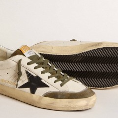 Golden Goose Men's Super-Star LTD In Nappa Leather With Black Leather Star And Silver Heel Tab