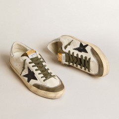 Golden Goose Men's Super-Star LTD In Nappa Leather With Black Leather Star And Silver Heel Tab