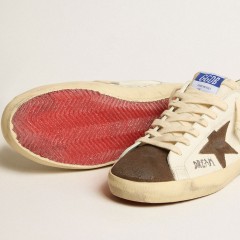 Golden Goose Men's Super-Star LTD In Nappa With Brown Suede Star And Green Heel Tab