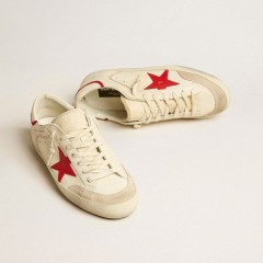 Golden Goose Men's Super-Star LTD In Nappa With Red Leather Star And Pearl Suede Toe