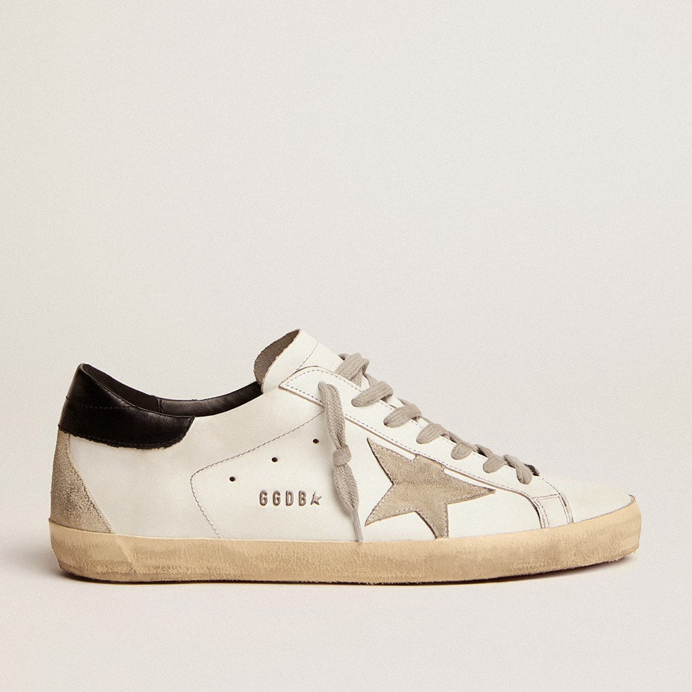 Golden Goose Men's Super-Star With Black Heel Tab And Metal Stud Lettering