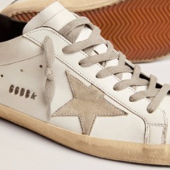 Golden Goose Men's Super-Star With Black Heel Tab And Metal Stud Lettering