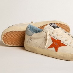 Golden Goose Men's Super-Star With Crocodile-print Star And Silver-blue Heel Tab