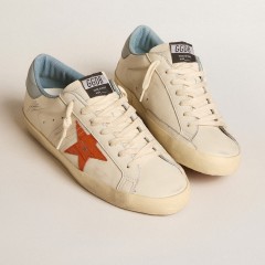 Golden Goose Men's Super-Star With Crocodile-print Star And Silver-blue Heel Tab