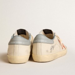 Golden Goose Men's Super-Star With Crocodile-print Star And Silver-blue Heel Tab